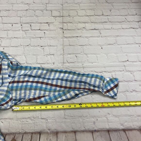 Raffi Linea Uomo Men Long Sleeve Linen Button Up Shirt Size Large Plaid M159 -22 - Picture 5 of 14